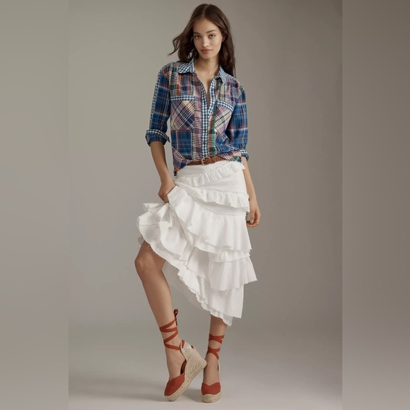 Pilcro The Hadley Relaxed Buttondown Shirt Mixed Print - Picture 3 of 8